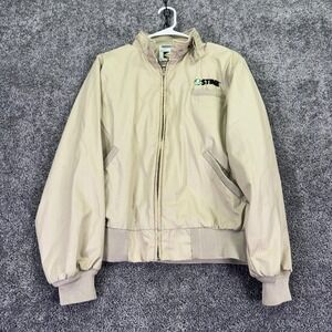 Vintage K-Brand Jacket Mens Small Beige Bomber Full Zip Stine Logo Workwear USA